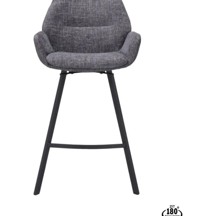 Trendhopper Barstoel Lizz 65cm stof Darkgrey^ Barkrukken