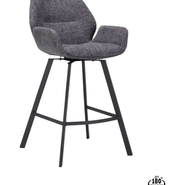 Trendhopper Barstoel Lizz 65cm stof Darkgrey^ Barkrukken