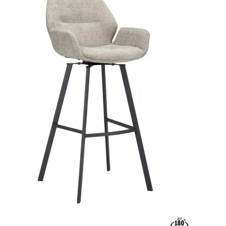Trendhopper Barstoel Lizz 80cm stof Taupe^ Barkrukken
