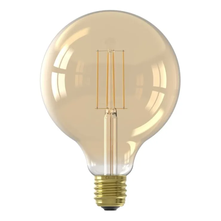 Trendhopper Calex LED volglas LangFilament Globelamp 220-240V 4.5W 470lm E27 G125, Goud 2100K Dimbaar^ Lichtbronnen