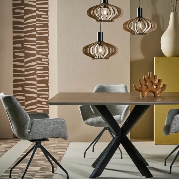 Trendhopper Eetkamerstoel Vieve stof Taupe^ Eetkamerstoelen