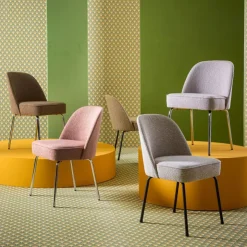 Trendhopper Eetkamerstoel Vogue Gear Powder met chromen poten^ Eetkamerstoelen