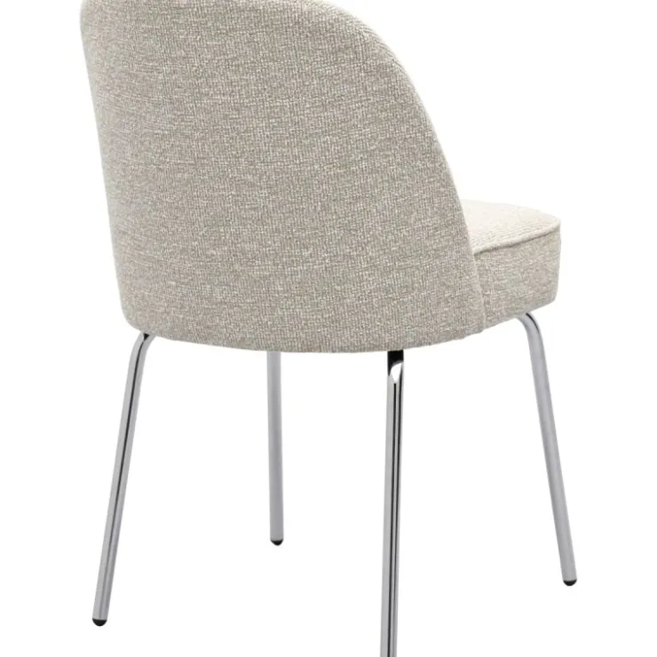 Trendhopper Eetkamerstoel Vogue Lima Beige met chromen poten^ Eetkamerstoelen