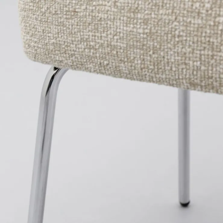 Trendhopper Eetkamerstoel Vogue Lima Beige met chromen poten^ Eetkamerstoelen