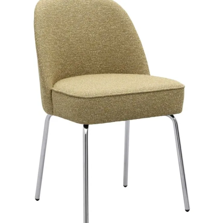 Trendhopper Eetkamerstoel Vogue Lima Curry met chromen poten^ Eetkamerstoelen