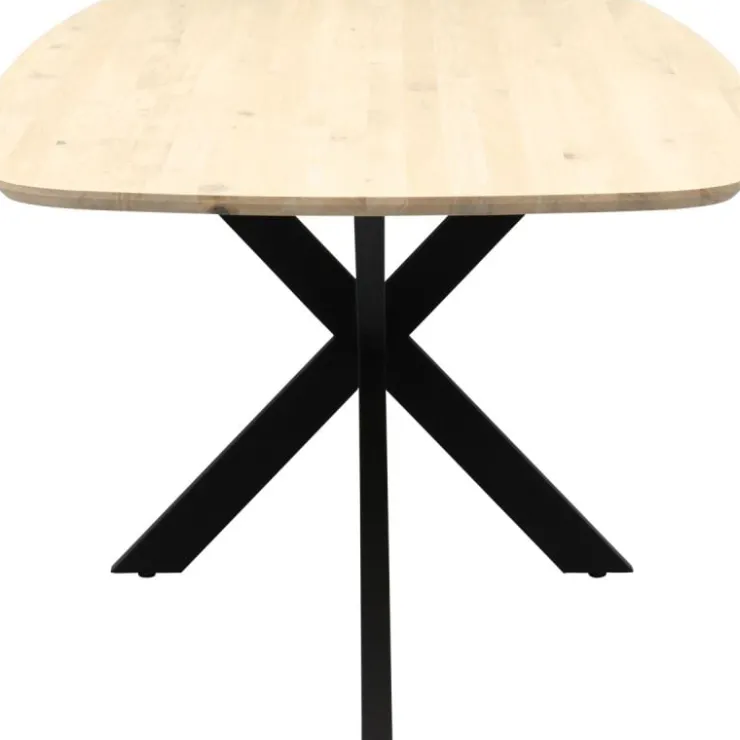 Trendhopper Eettafel Haiko Deens - Verjongd geborsteld Blad - 180x100 - Matrixpoot^ Eetkamertafels