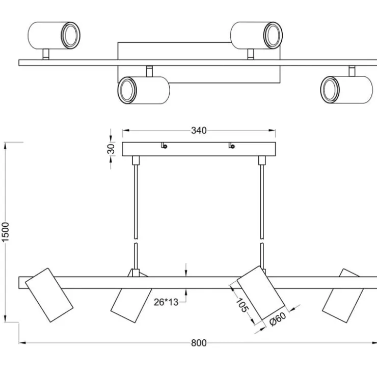 Trendhopper Hanglamp Mikay 4-lichts^ Hanglampen