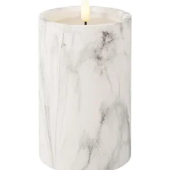 Trendhopper Ledkaars Marble wit 16,5cm hoog^ Woonaccessoires