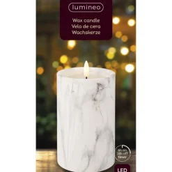 Trendhopper Ledkaars Marble wit 16,5cm hoog^ Woonaccessoires