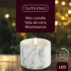 Trendhopper Ledkaars Marble wit 8,5cm hoog^ Woonaccessoires