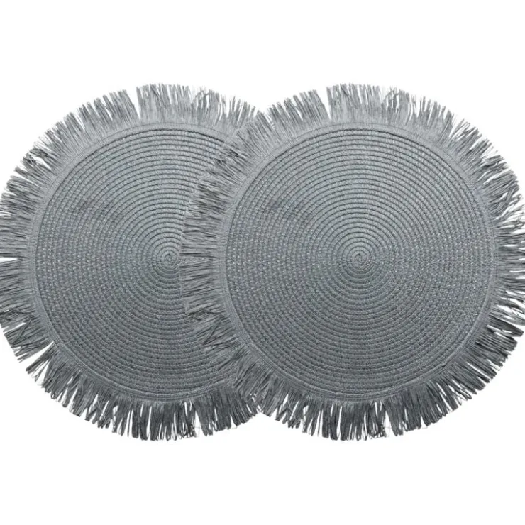 Trendhopper Placemat Fringe donkergrijs set van 2^ Koken & Tafelen