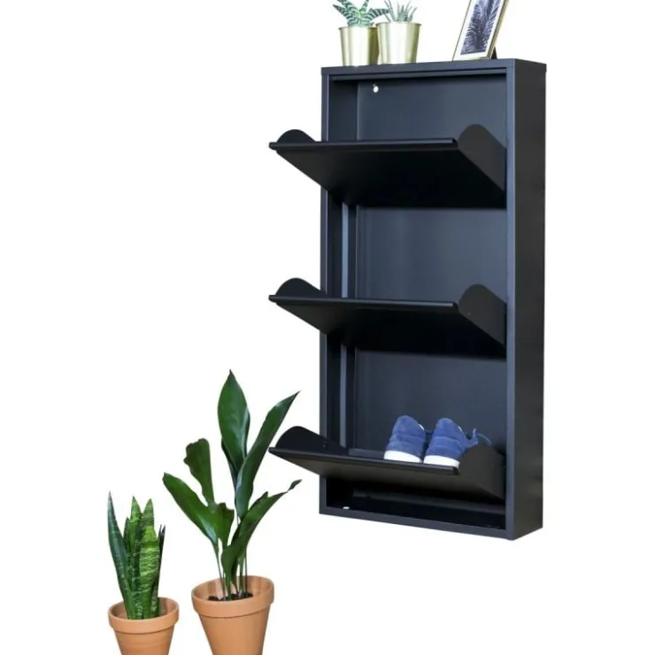 Trendhopper Schoenenkast Bobbie 3 laden zwart (6 paar schoenen)^ Schoenenkasten