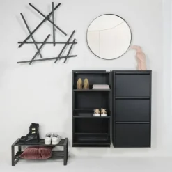 Trendhopper Schoenenkast Bobbie 3 laden zwart (6 paar schoenen)^ Schoenenkasten