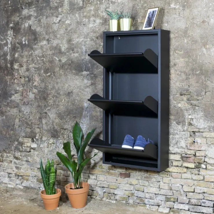 Trendhopper Schoenenkast Bobbie 3 laden zwart (6 paar schoenen)^ Schoenenkasten
