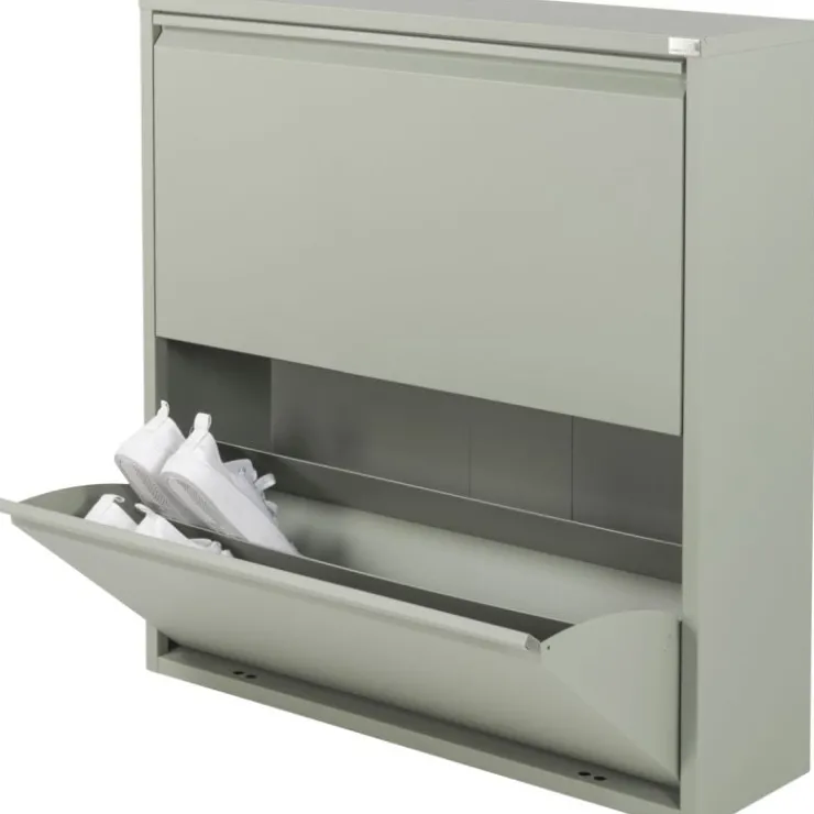 Trendhopper Schoenenkast Bobbie 2 laden Dusty Green (12 paar schoenen)^ Schoenenkasten