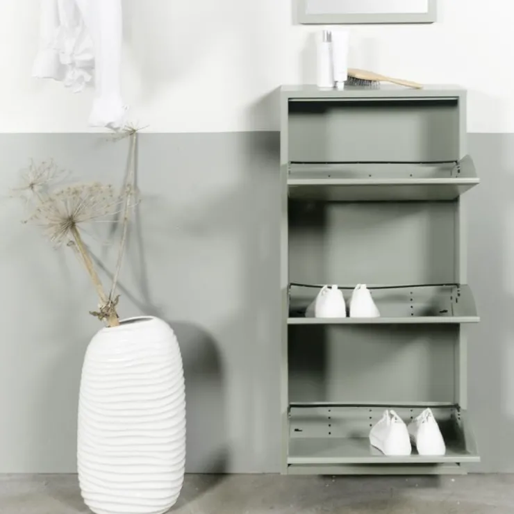 Trendhopper Schoenenkast Bobbie 3 lade Dusty Green (6 paar schoenen)^ Schoenenkasten