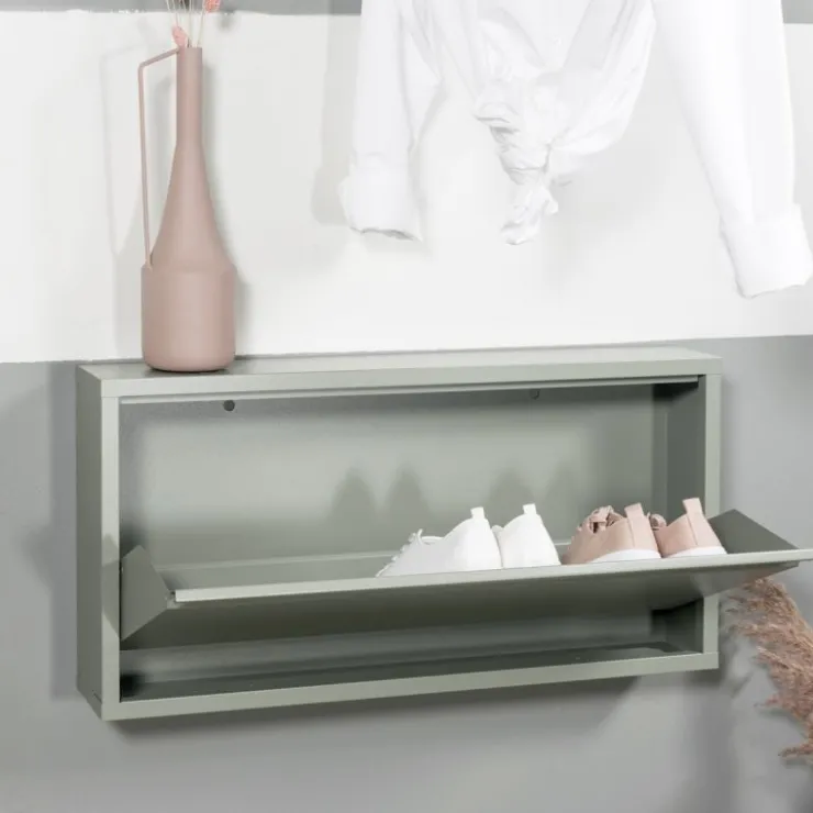 Trendhopper Schoenenkast Bobbie 1 lade Dusty Green (4 paar schoenen)^ Schoenenkasten