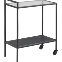 Trendhopper Serveertrolley San Diego zwart met glasplaat^ Koken & Tafelen