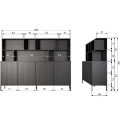 Trendhopper Wandkast Gravure New Essen Espresso^ Opbergkasten