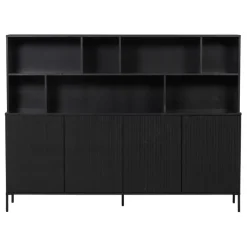 Trendhopper Wandkast Gravure New Grenen Zwart^ Opbergkasten